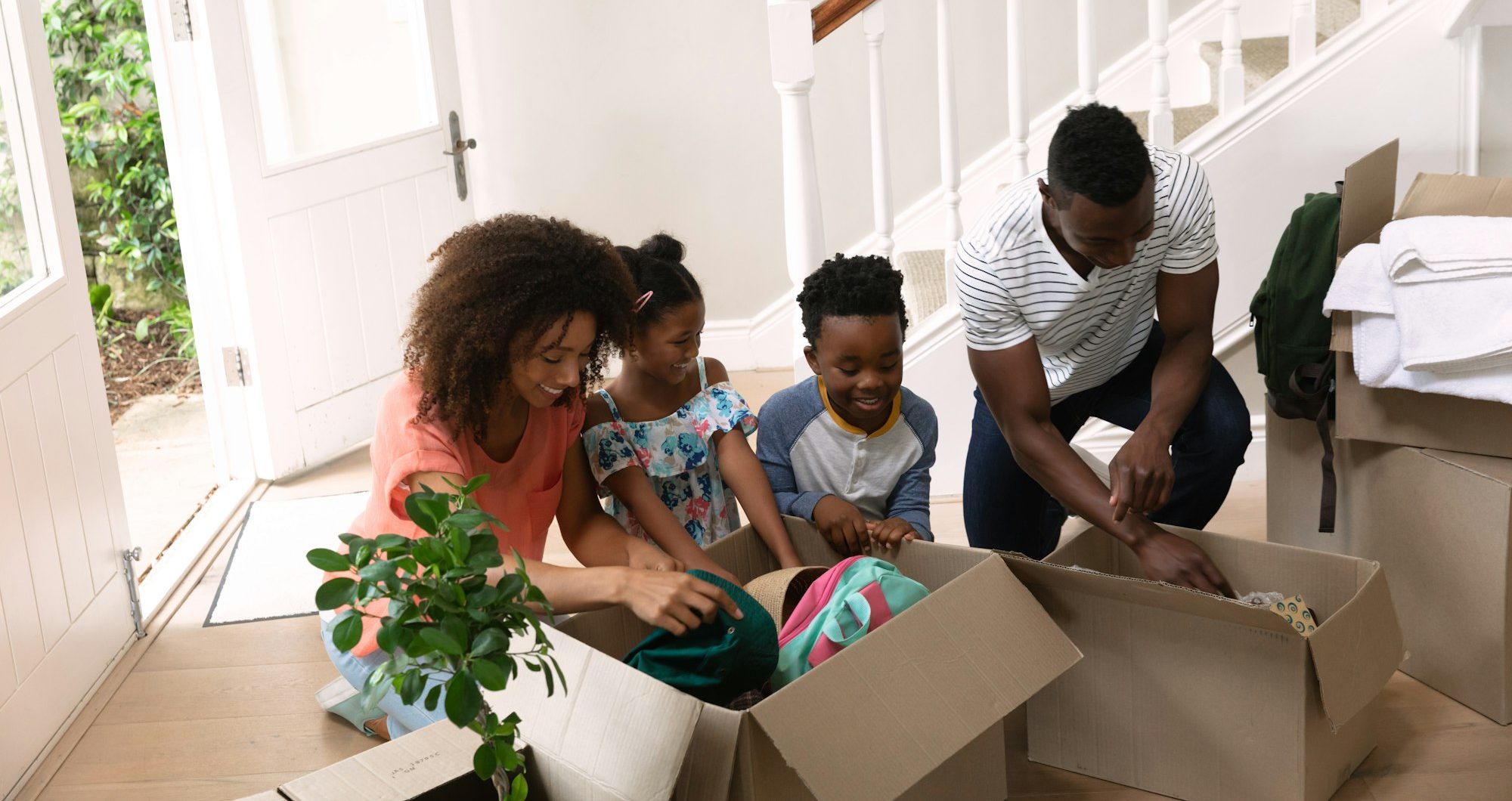 Family moving in to a new home